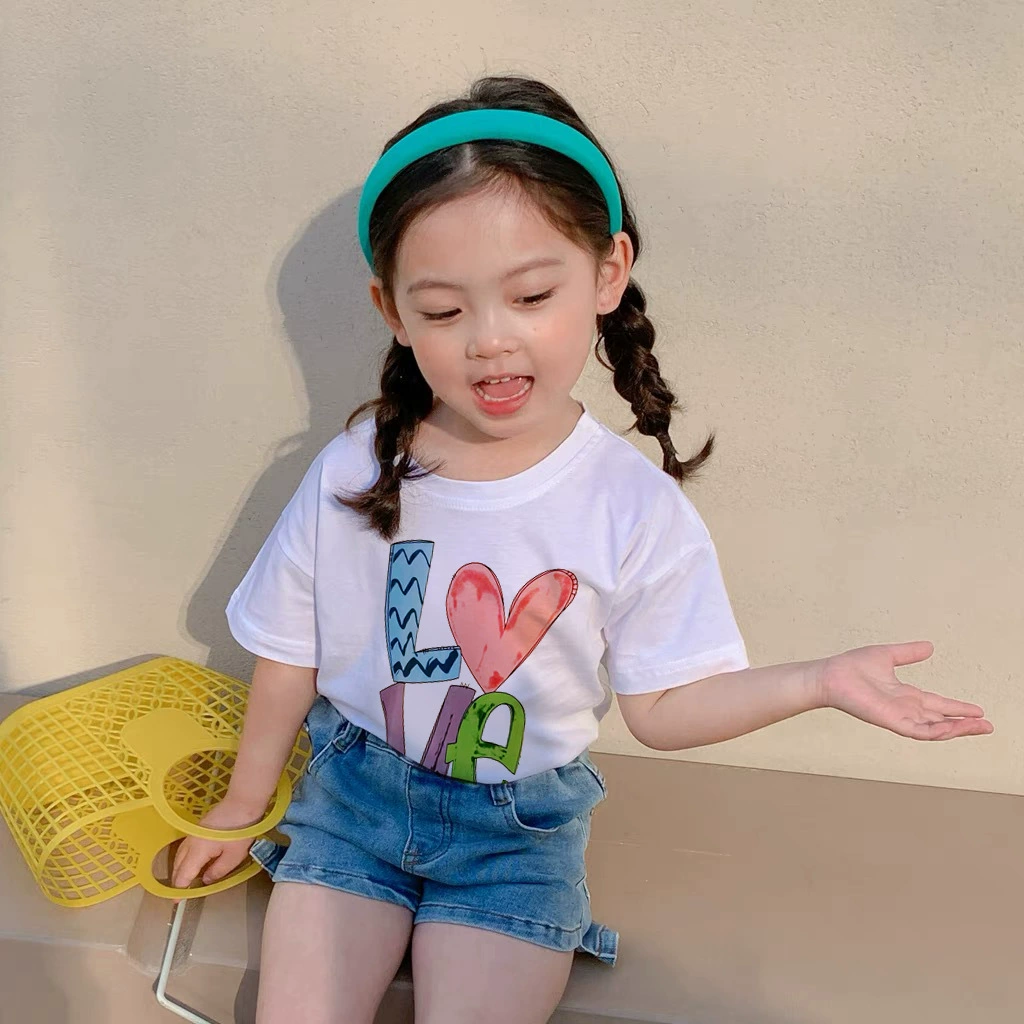 Baby parent -child dressing summer mother and daughter new tide family three -mouth retro letters graffiti printed whole family short -sleeved T -shirt