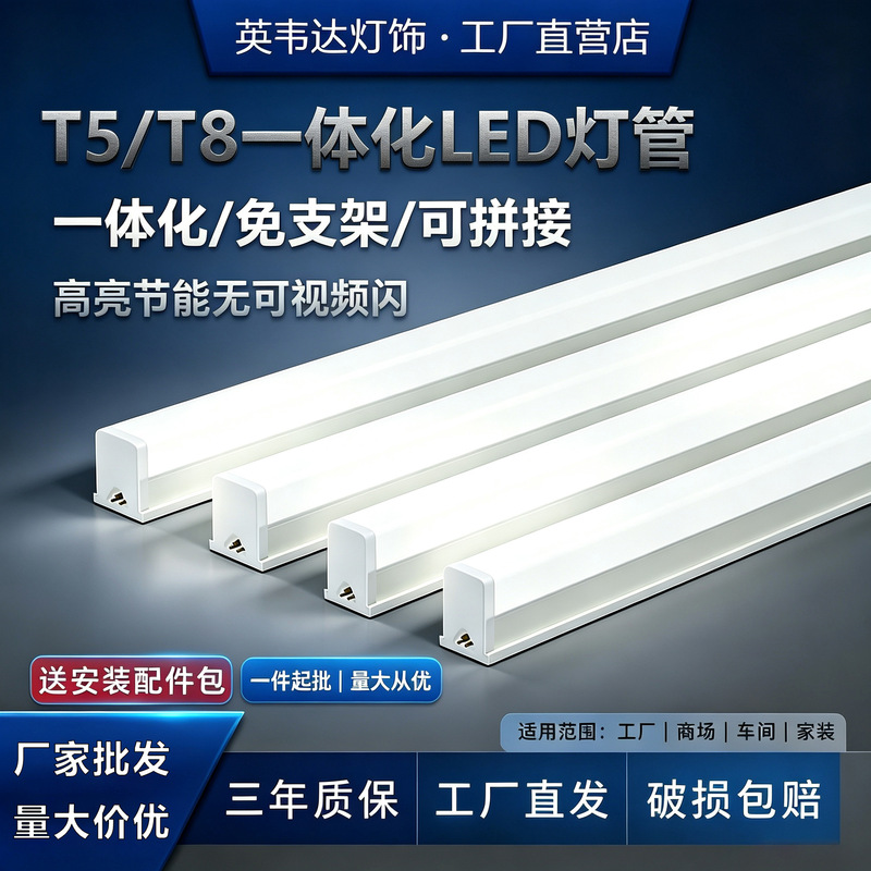 T5 Integrated Led Light Tube, T8 Daylight Strip Light, High-Brightness Tri-Proof Purification Light, Factory Workshop Bracket Light T5 Integrated Led Light Tube, T8 Daylight Strip Light, High-Brightness Tri-Proof Purification Light, Factory Workshop Bracket Light