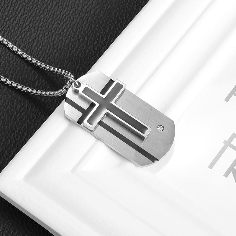 Collana con ciondolo a forma di croce con croce di moda, collana con scatola in acciaio inossidabile per uomo e donna, regalo di gioielli religiosi_voghion.com