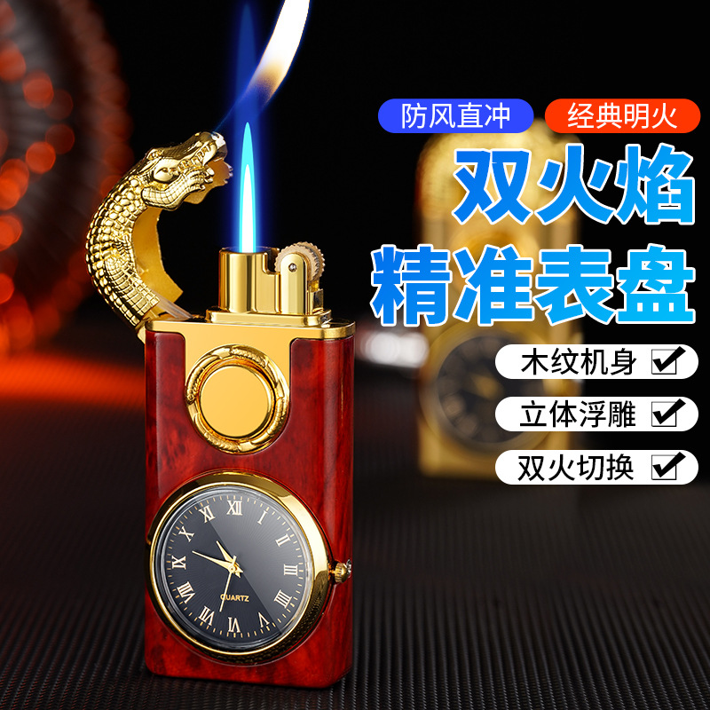 Encendedor inflable de doble fuego, estereoscópio en relieve multifuncional con dial, encendedor de impacto directo, logotipo publicitario