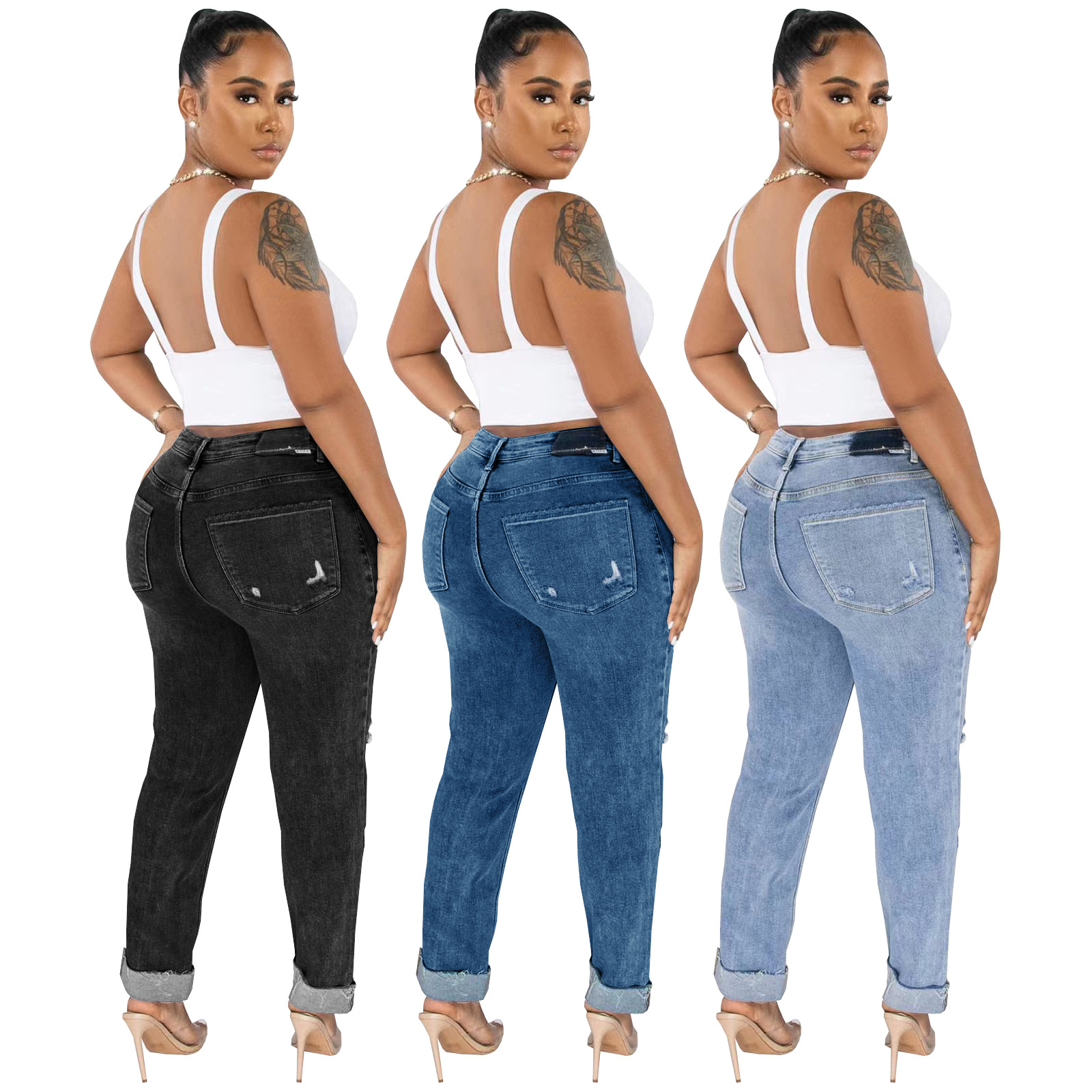 Women's Daily Streetwear Solid Color Full Length Jeans display picture 6