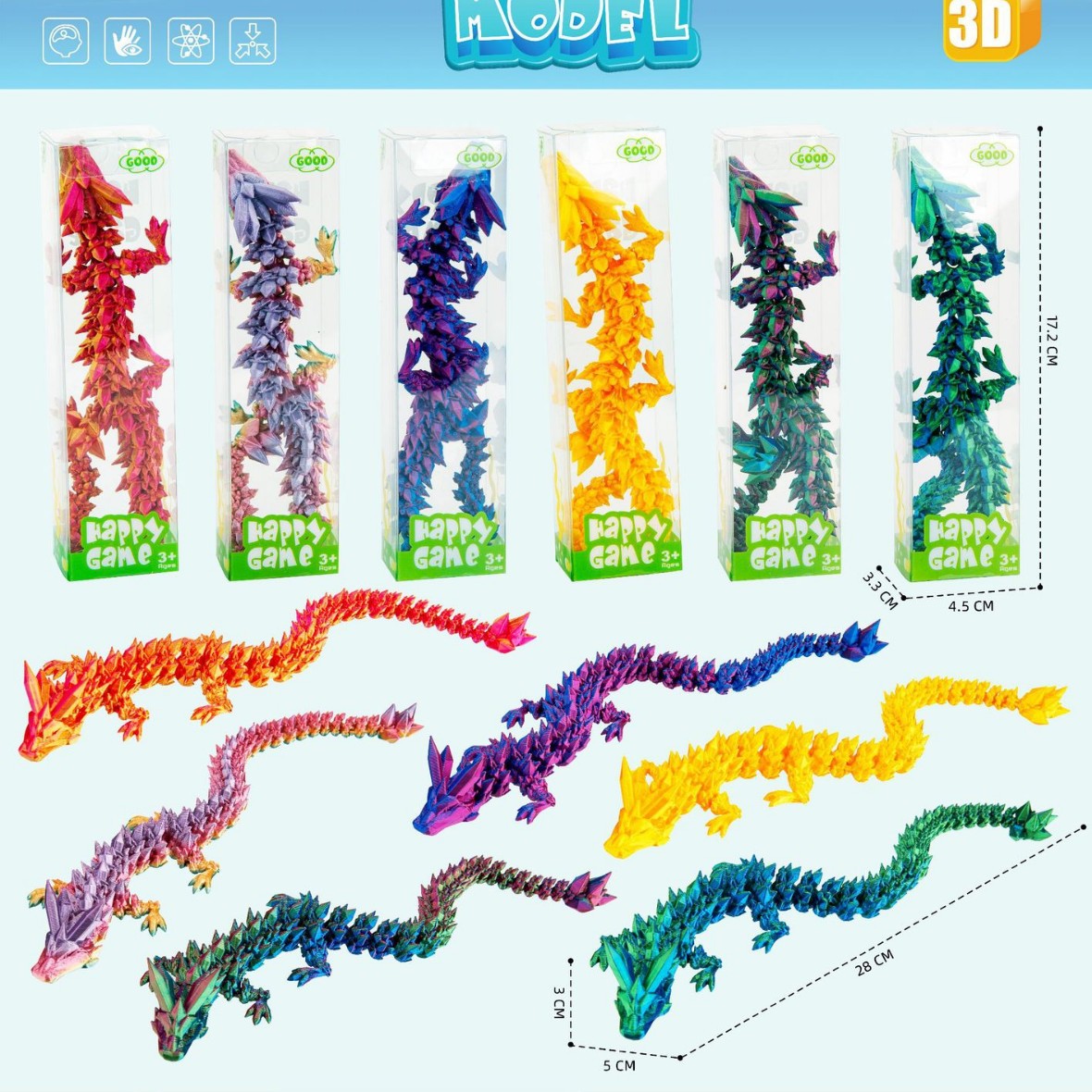 Dragón Articulado Impreso en 3D de PLA para Decoración y Regalos image 7