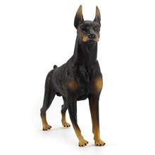 外贸儿童仿真动物黑色杜宾犬狗模型世界名犬军用猎犬农场场景摆件