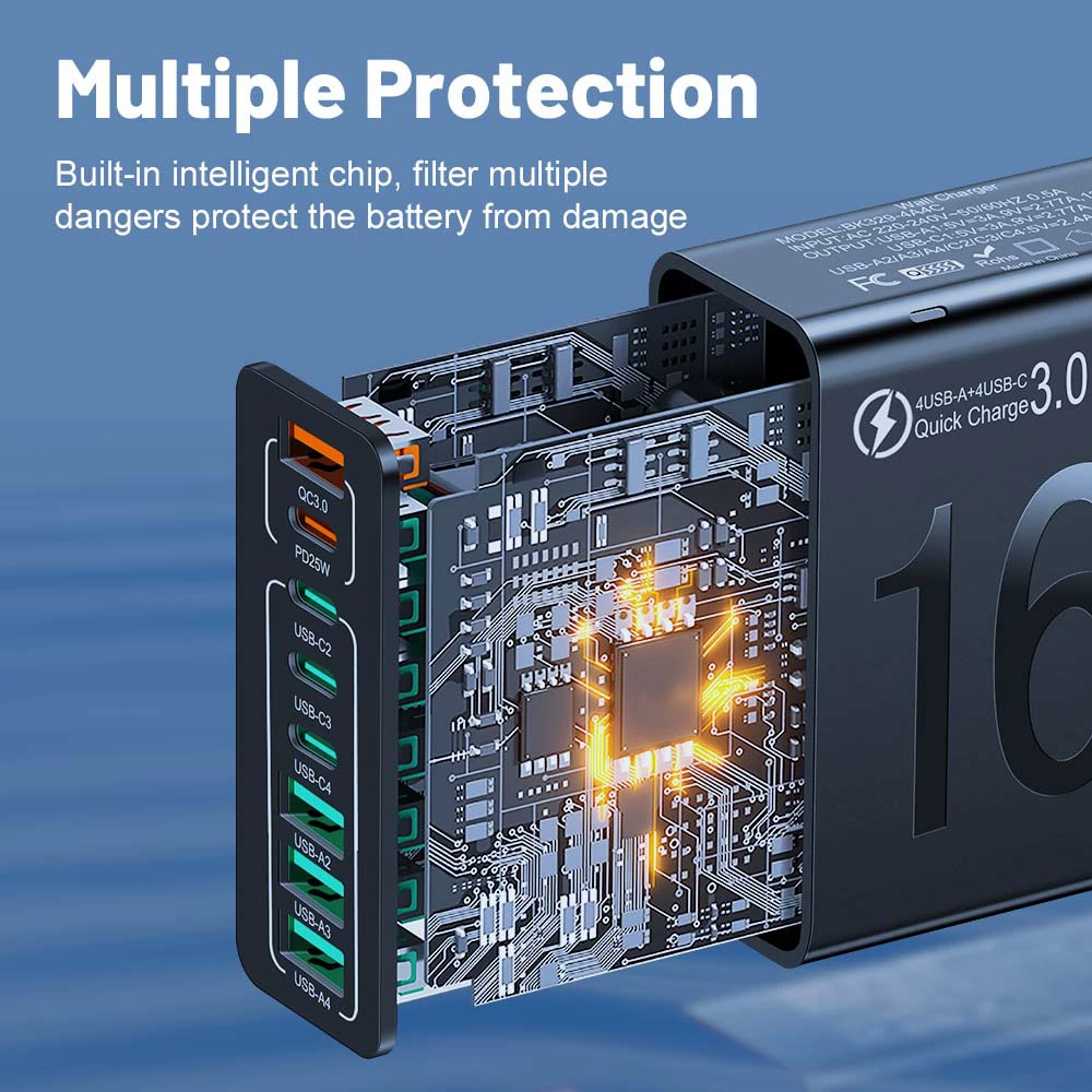 Стандарт 150W 4USB 4Type-c многоразъемный QC3.0 быстрая зарядка PD25W быстрая зарядка зарядное устройство для мобильного телефона