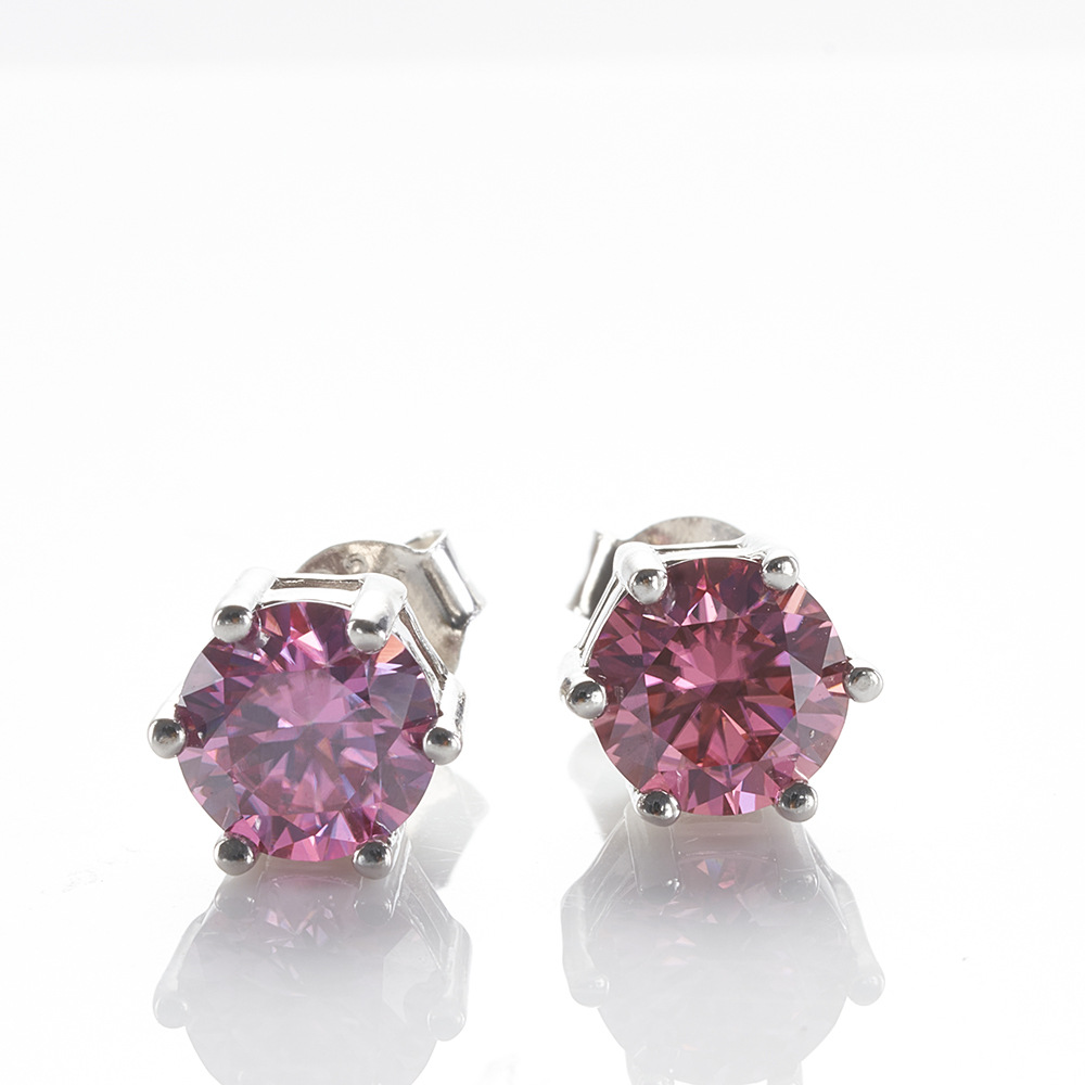 Plata esterlina seis garras pernos de piedra de moissanita color rosa pernos de piedra de moissanita fabricantes directos para soportar cualquier identificación
