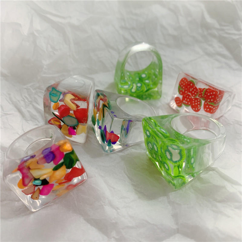 Wholesale Korean Fruit Square Acrylic Ring display picture 5