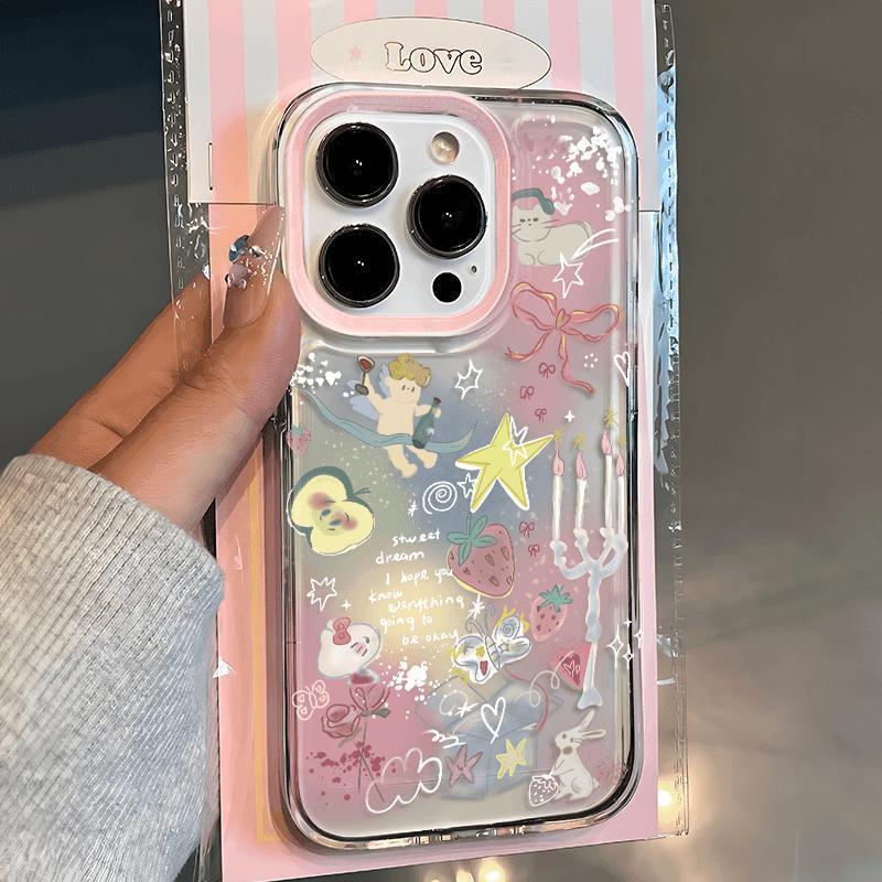 Headphone Kitten Suitable for Apple 15Promax Mobile Phone Case Iphone16 Internet Celebrity 14 Transparent 13 Soft Shell 12Xr