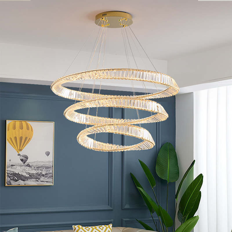 Hardware de cristal chandelier oro superior cristal moderno atmósfera sala de estar galvanizado simple comedor chandelier estilo dormitorio
