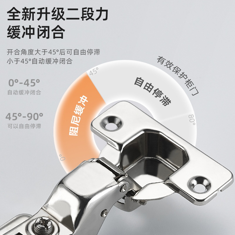 Fuerza de dos etapas amortiguador de bisagra de acero inoxidable amortiguación hidráulica puerta del gabinete tubo de resorte hardware plegable bisagra de la puerta del gabinete