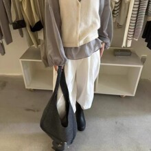 韩国博主款纯色简约百搭慵懒风托特包单肩包休闲百搭秋冬新女