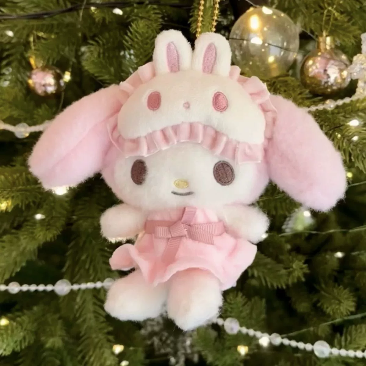 Плюшевый подвес (Hello Kitty) брелок-кукла с очками и маской для сна, розовый, маленький