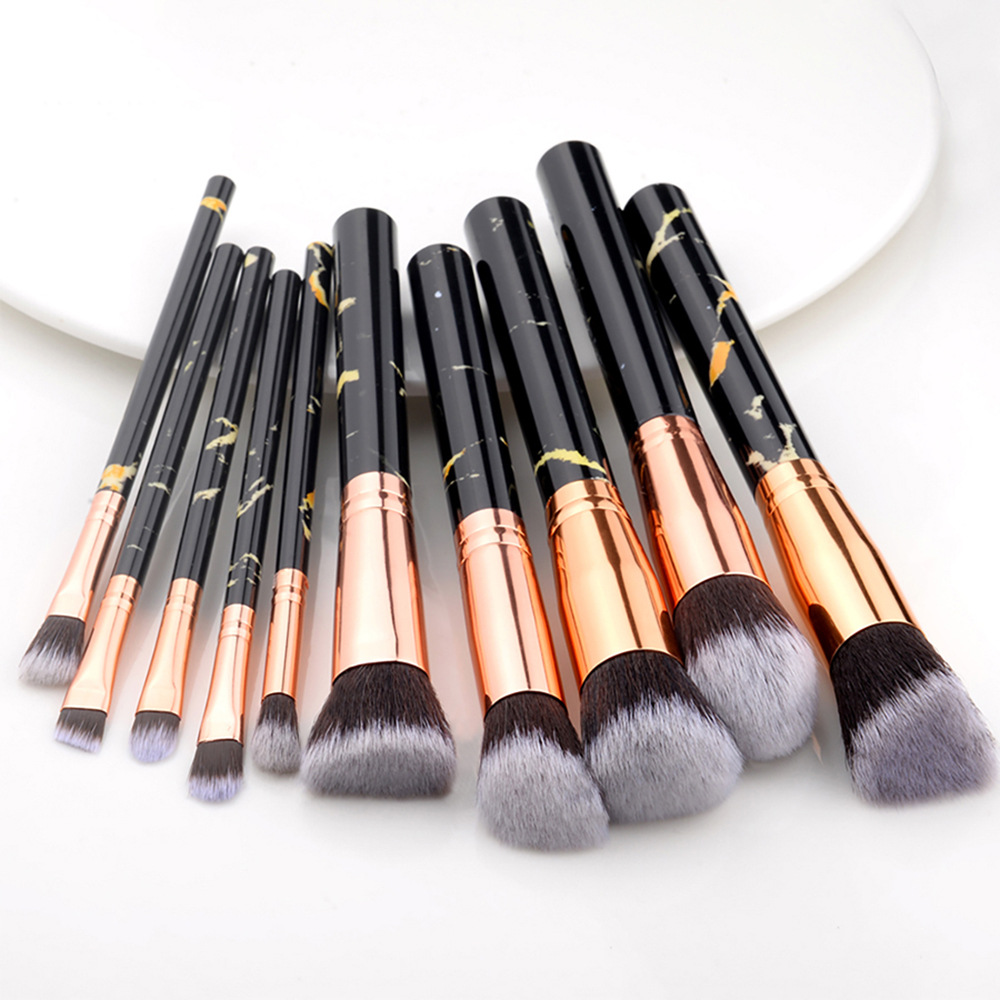 10Pcs Marble Makeup Brushes Tool Set Cos...