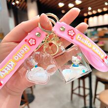 卡通亚克力hellokitty钥匙扣可爱kt猫流沙瓶包包挂件钥匙链小礼品