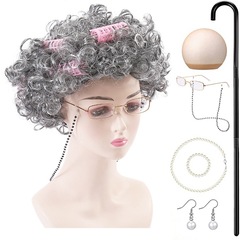 Grandma's wig Halloween Grandpa and Grandma wig performance female curly wig costume holiday wig prop