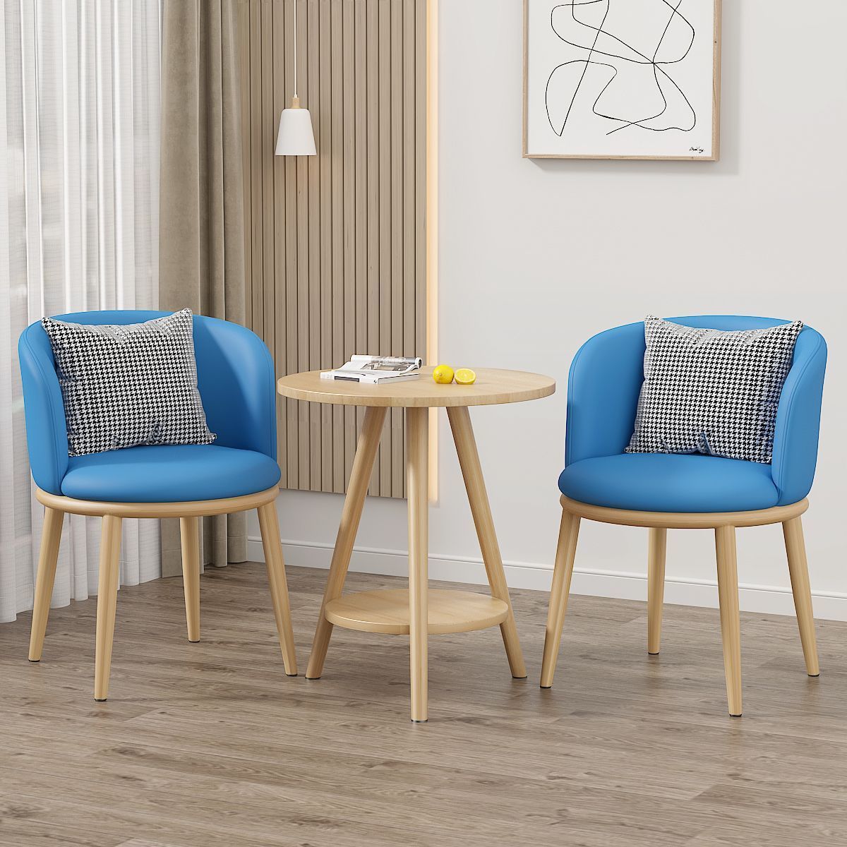 Balcón mesa y silla de ocio sala de estar combinación de mesa y silla de té de lujo ligero B & B Hotel Negociación Juego de tres piezas de mesa y silla de celebridades de Internet