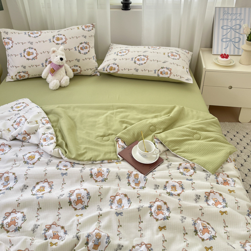 Edredón fresco de verano de algodón de espuma, edredón fino, lavable a máquina, dormitorio individual y doble, edredón de primavera y otoño, edredón de aire acondicionado, edredón de verano