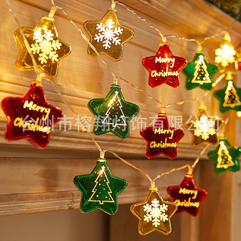 Transfronterizos LED cadena de luz de Navidad galvanizado estrella de Navidad lámpara de atmósfera de vacaciones árbol de Navidad decoración lámpara de noche