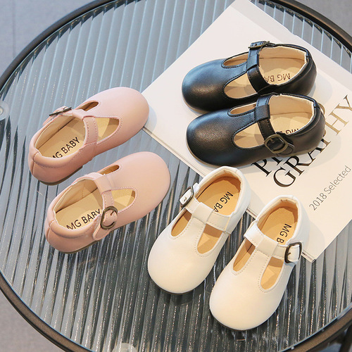 1-2-3 year old girls' single shoes  spring and autumn new leather shoes candy color soft bottom baby shoes fashion princess