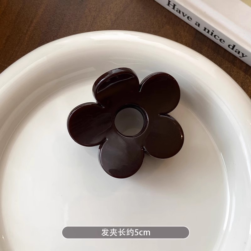 夏日多巴胺色系五瓣花朵小号抓夹ins半扎发夹后脑勺鲨鱼夹|undefined