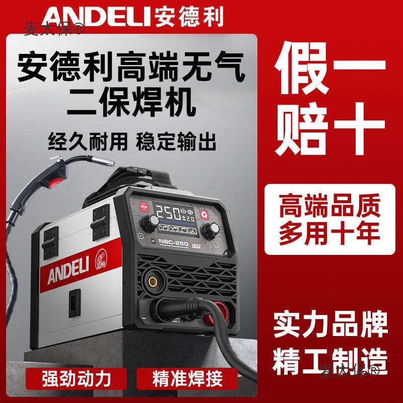 安德利无气二保焊机250家用220v电焊二保焊三用一体工业气麦太保