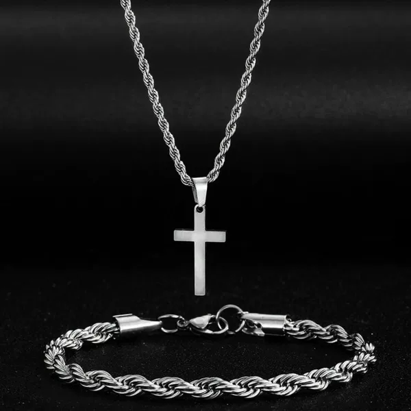 Europe and the United States hot selling Amazon SHEINtemu new cross jewelry chain bracelet necklace 2 suit wholesale