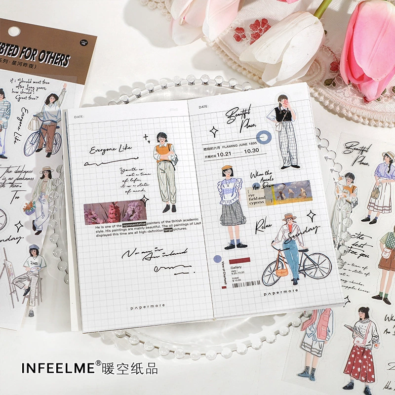 Стикер-пленка Infeel.me для ногтей серия шагов персонажи мультфильм девушки ручной учёт материал размещён 4 модели