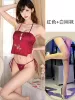 Red suit+white net socks