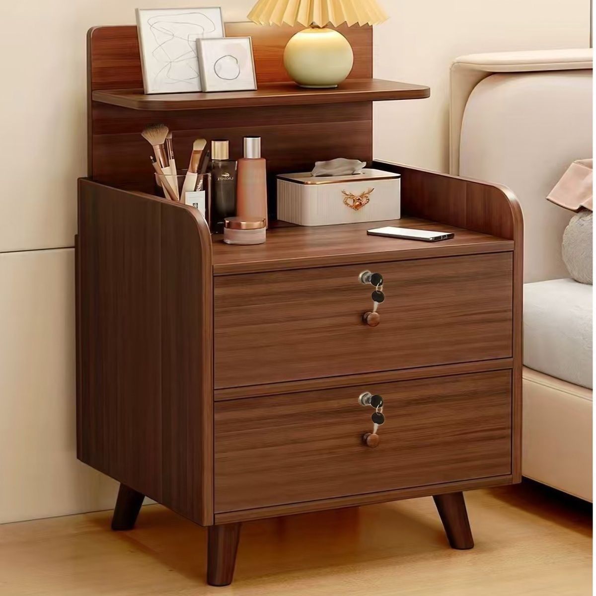 Bedside Table with Lock Household Bedside Storage Cabinet Storage Cabinet Bedroom Bedside Storage Rack Simple Modern Bedside Table