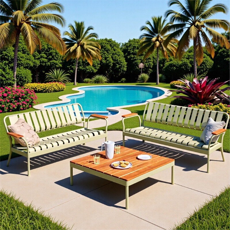 Outdoor Table and Chair Combination Golden Street Milk Tea Shop Table and Chair Fashion Garden Courtyard House Terrace Balcony Cafe Table and Chair