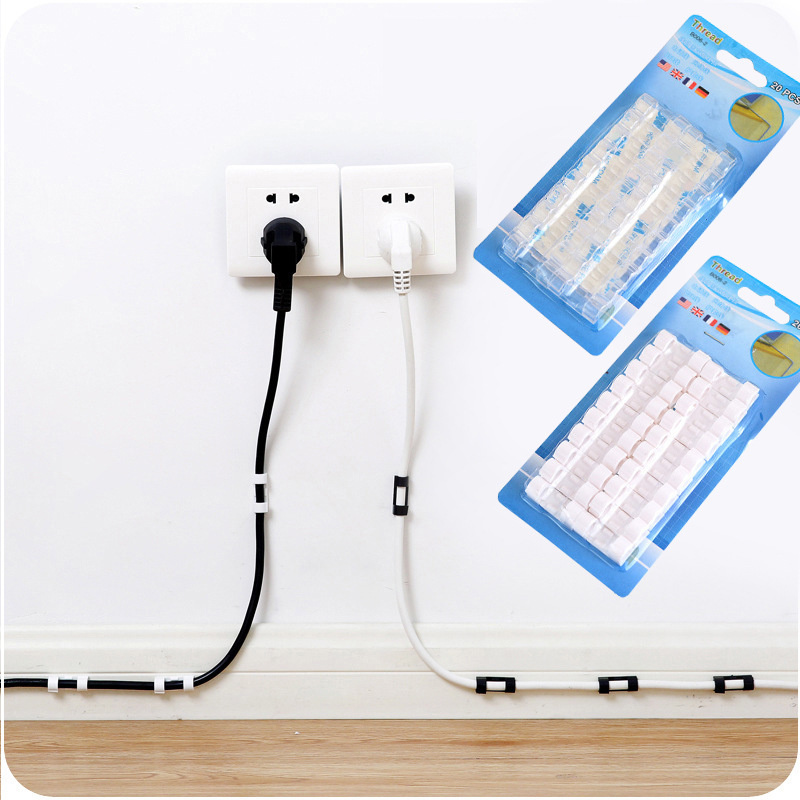 Self-Adhesive Wire Organizer Fixed Clip Cable Clip Network Cable Organizer Data Cable Fixed Clip 20 Pieces