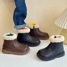 儿童简约百搭马丁短靴2025秋冬季新款男童加绒棉鞋女宝保暖雪地靴