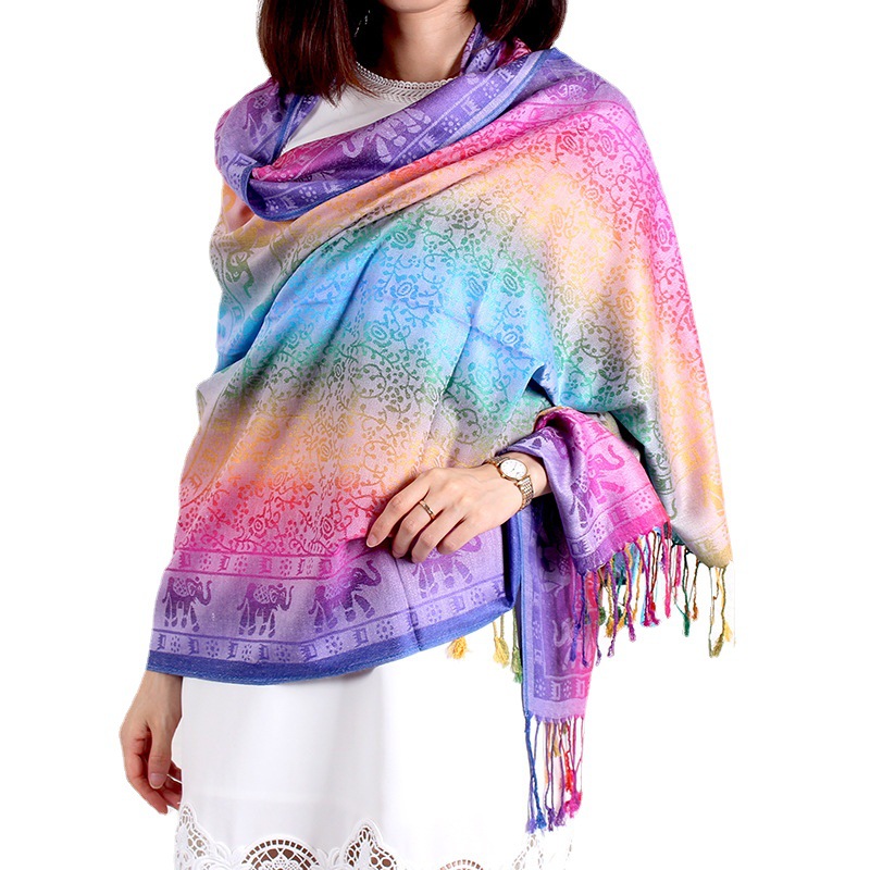 Cachecol de algodão colorido para mulher estampa de elefante_voghion.com