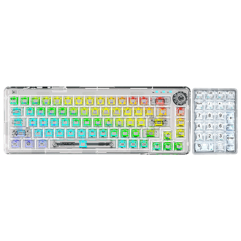 Teclado Mecánico Personalizado Transparente AULA/Wolf Spider, Bluetooth Inalámbrico de Tres Modos, RGB Personalizable, Intercambiable en Caliente