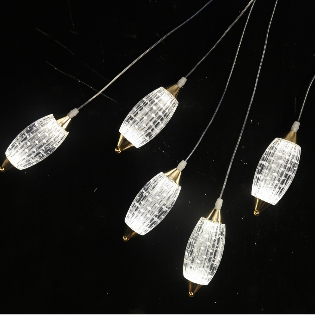 lámpara de comedor de cinco cabezas lámpara de comedor elíptica simple casa de lujo lámpara de mesa de cristal lámpara de comedor lámpara led luz cálida