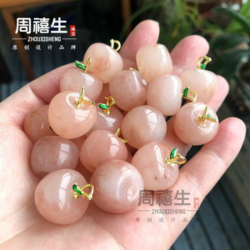 金丝玉桃花酿如意锁配饰小红书爆款桃花酿平安扣吊坠玉石挂件批发|undefined