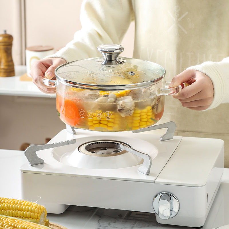 高硼硅玻璃锅家用透明电陶炉明火耐高温炖锅泡面玻璃双耳汤锅批发