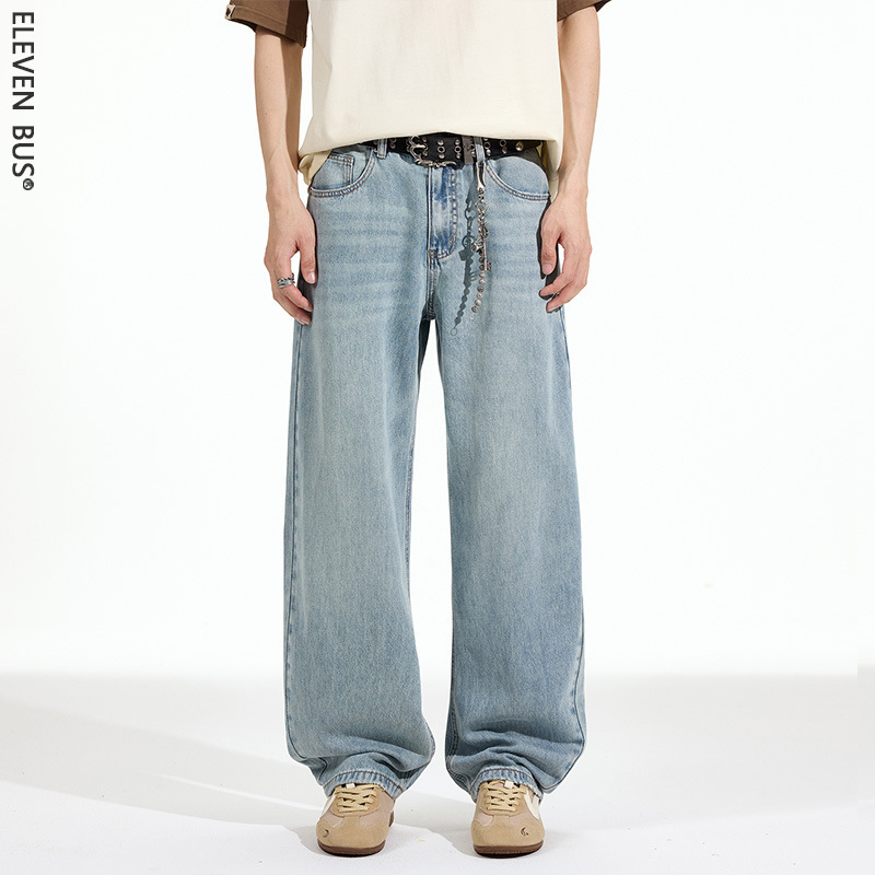 2026 Spring Trend Brand New Loose American High Street Style Washed Straight Wide-Leg Jeans High-Quality Men's Jeans
