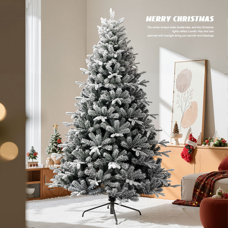Arbol de Navidad blanco flocado pe decoración de Navidad nieve simulación árbol de nieve criptografado lujoso paisaje de nieve árbol grande desnudo