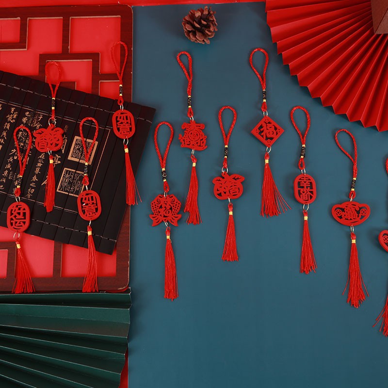 Dorado tarjeta de felicitación de Año Nuevo León tarjeta colgante Año Nuevo snack flor bendición cubo decoración colgante bendición tarjeta Festival de Primavera etiqueta festiva