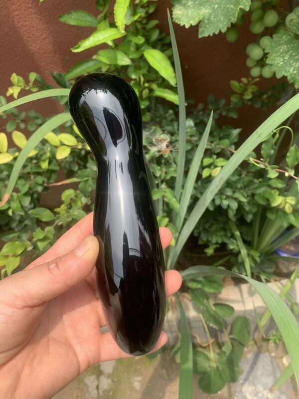 天然材质黑曜石水晶按摩棒 图 3