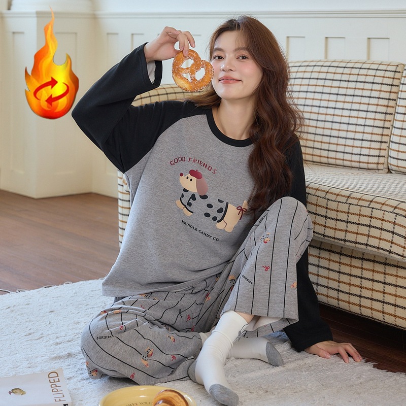 德绒睡衣女士2025冬季长袖长裤套装卡通甜美可爱蚕丝羊毛绒家居服|undefined