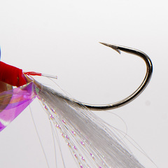 Cross-border lure silver leather string hook bionic fish skin shrimp skin crystal fish hook tied with bright silk barbs wholesale