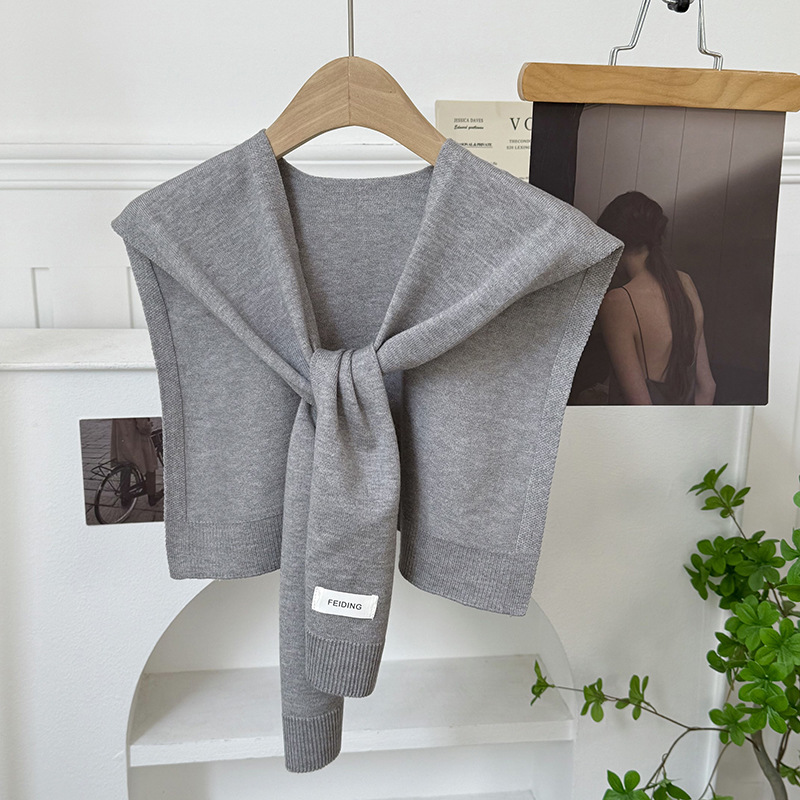 Versión coreana del chal de punto de color sólido, ropa de moda de alta gama, aire acondicionado, protección del cuello, protección solar, chaleco pequeño, bufanda cálida
