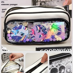 簡約透明筆袋大容量小學生初中女生文具盒2024女生新款鉛筆文具袋