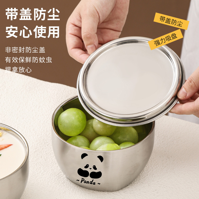 316 stainless steel double-layer heat insulation anti-ironing bowl school canteen household thickened rice bowl soup bowl wholesale