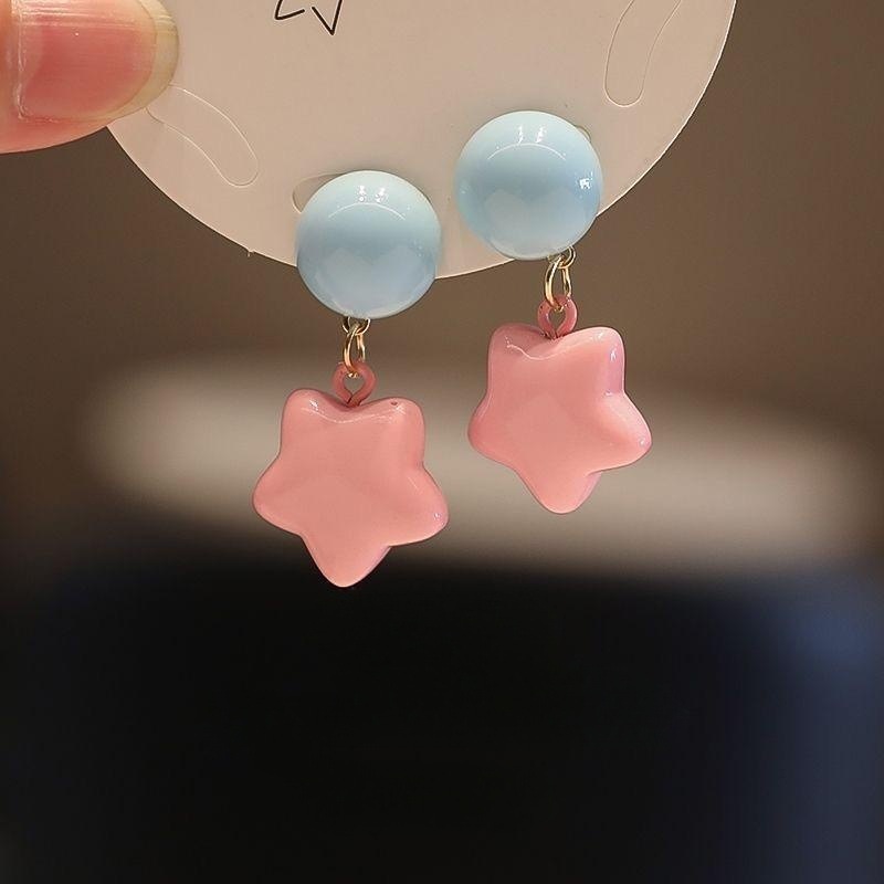 1 Pair Cute Sweet Star Plating Plastic Drop Earrings display picture 4