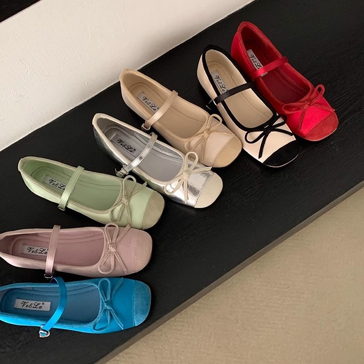 Zapatos Mary Jane de lazo suave francés, zapatos de mujer, aumento de principios de primavera, nuevos zapatos de ballet con faldas, zapatos individuales