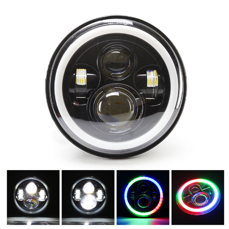 Luz de apertura colorida, faro de motocicleta, faro Wrangler, faro de Harley, faro de automóvil modificado, faro LED