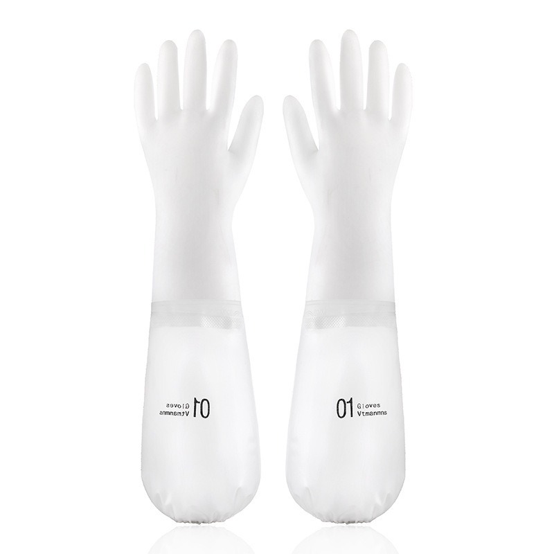Guantes de goma para lavar platos de limpieza al por mayor guantes de lavandería cocina durable látex forrado de lana gruesa impermeable guantes domésticos