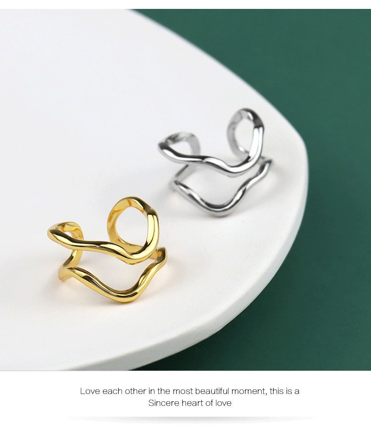 New simple geometric open doublelayer irregular index finger ringpicture1
